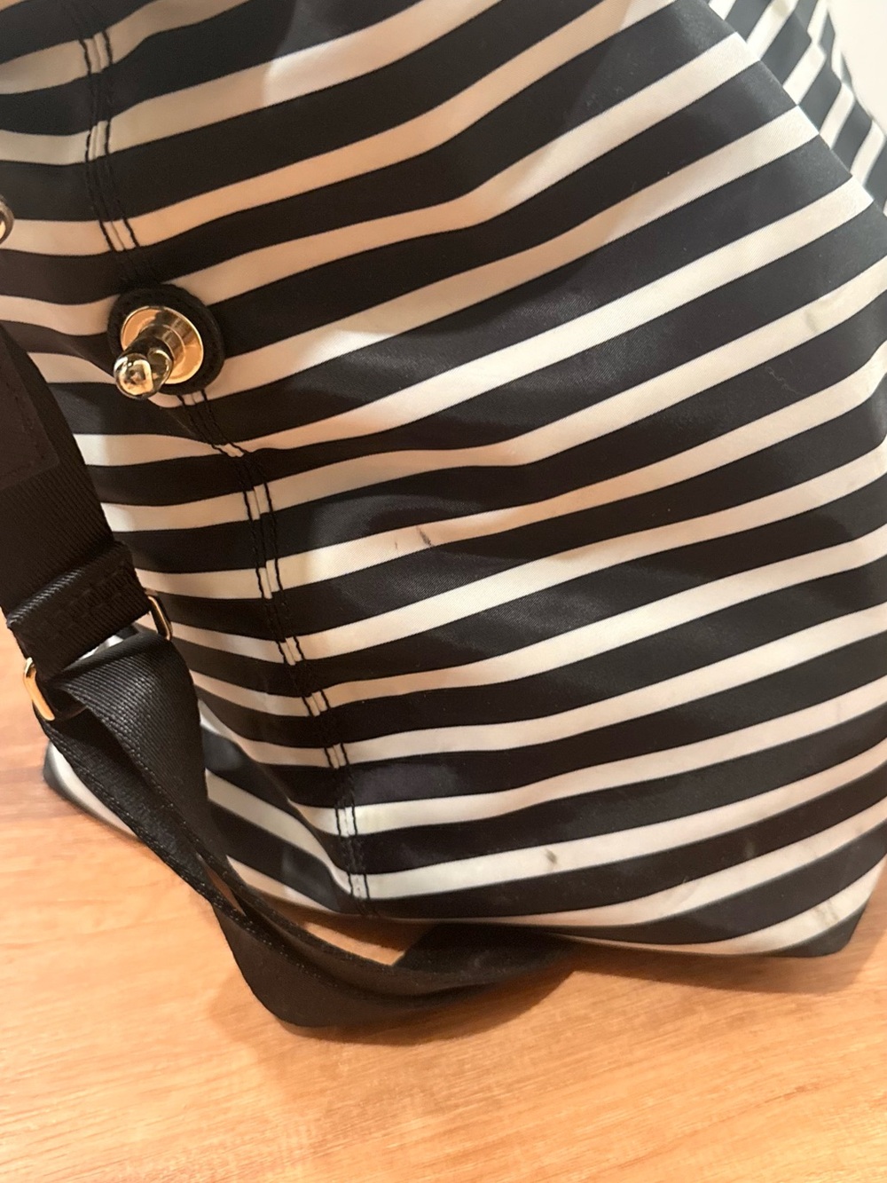 kate spade Black & White Striped Travel Bag Set with Floral Cosmetic Cases - Picture 6 of 16